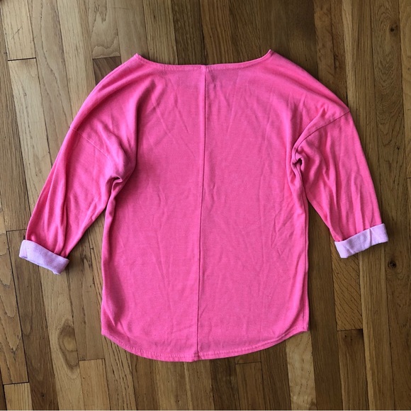 H&M Divided Coral Pink Terry Cloth Three-Quarter Sleeve Tunic, Size S - Picture 3 of 4